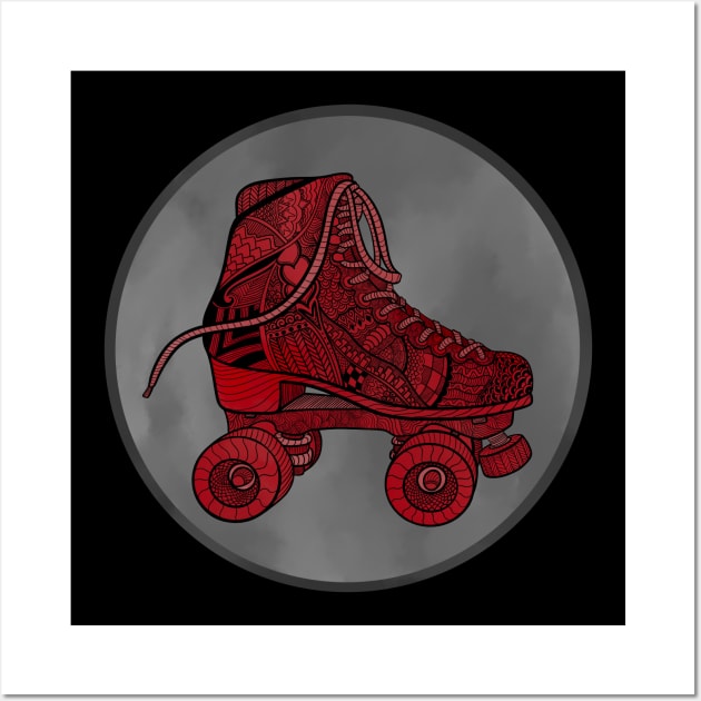 Red Skate Zentangle Wall Art by RiaoraCreations